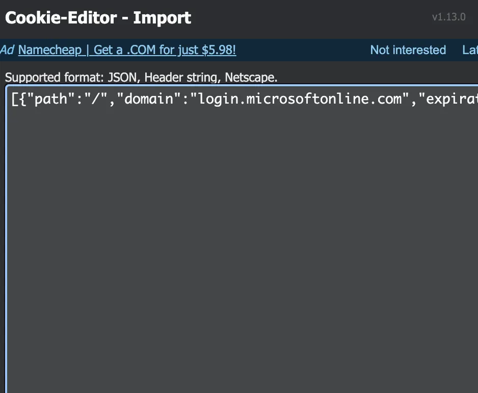Evilginx session token output